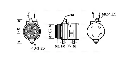 AVA CHEVROLET Компресор кондиціонера MATIZ 0.8 05-, SPARK 0.8 05-, DAEWOO AVA QUALITY COOLING DWAK079