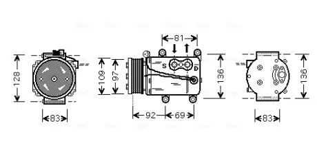 AVA FORD Компресор кондиціонера MONDEO III 1.8, 2.0 00-, TRANSIT 2.3 06- AVA QUALITY COOLING FDAK171