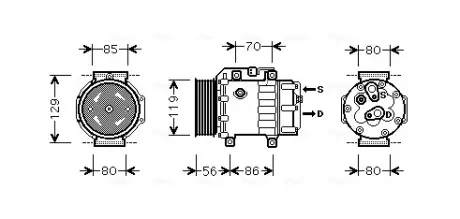 AVA FORD Компресор кондиц. C-MAX 2.0 TDCi 07-, FOCUS II 2.0 05-, KUGA I 2.0 TDCi 08-, VOLVO AVA QUALITY COOLING FDAK378