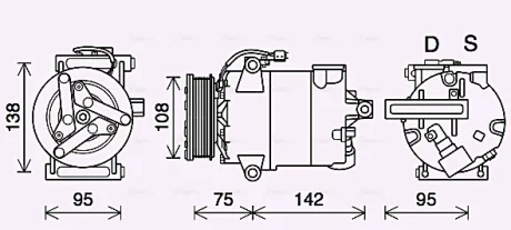 Компресор кондиціонера Ford Transit (14-), Transit Custom (13-) 2.2TDCi AVA AVA QUALITY COOLING FDAK635