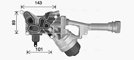 AVA FIAT Оливний радіатор (з корпусом) 500 1.3 09-, DOBLO 1.3, 1.4 10-, LANCIA, OPEL, VAUXHALL AVA QUALITY COOLING FT3478H