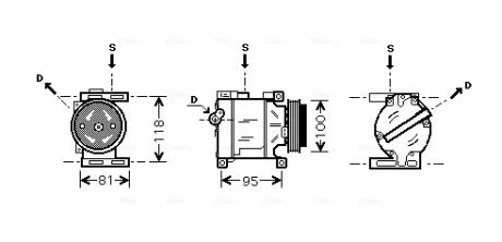 Компресор кондиціонера Fiat 500 (08-), Doblo (01-), Punto (00-) AVA AVA QUALITY COOLING FTAK090