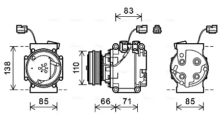 AVA HONDA Компресор кондиціонера CITY IV 1.3 05-, JAZZ II 1.2, 1.3 02- AVA QUALITY COOLING HDAK260