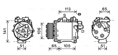 Компресор кондиціонера Honda CR-V III, IV (07-) 2.4 IVTEC AVA AVA QUALITY COOLING HDAK263