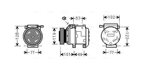 AVA HYUNDAI Компресор кондиціонера TUCSON 2.0 04-, ELANTRA III 1.6, 1.8, 2.0 00-, KIA AVA QUALITY COOLING HYAK222