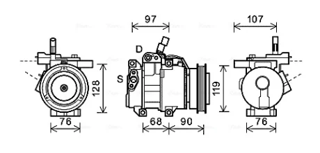 Компресор кондиціонера KIA Rio II (05-) 1.4i, 1.6i AVA AVA QUALITY COOLING KAK161
