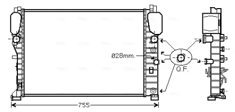 Радіатор охолодження двигуна MB E211 200 komp 220-270 CDI MT/AT AC+/- AVA AVA QUALITY COOLING MSA2394
