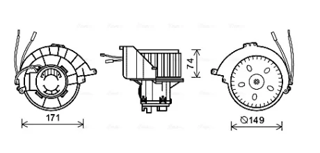 Вентилятор отопителя салона Opel Astra G (98-), Zafira A (99-) AC- AVA AVA QUALITY COOLING OL8628