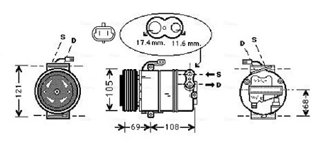 Компрессор кондиционера Opel Astra G (98-), Meriva (03-), Zafira (99-) 1.4i, 1.6 AVA QUALITY COOLING OLAK316