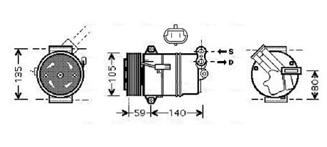 Компресор кондиціонера Opel Astra H (04-), Zafira B (05-) 1.9CDTi AVA AVA QUALITY COOLING OLAK437