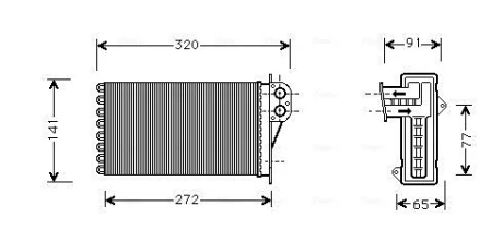 Радіатор обігрівача салону Citroen C3 (02-)/Peugeot 206 (98-), 307 (00-) AVA AVA QUALITY COOLING PEA6356