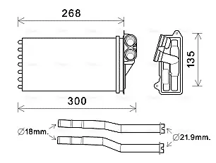 AVA CITROEN Радіатор опалення C1 1.0 05-, PEUGEOT, TOYOTA AVA QUALITY COOLING PEA6397