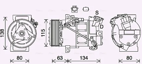 Компресор кондиціонера Renault Clio IV, Captur (13-) 0.9 TCE, 1.2 TCE AVA AVA QUALITY COOLING RTAK640
