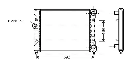 AVA VW Радіатор сист. охолодження Caddy II, Polo, Seat 1.6/1.8 AVA QUALITY COOLING STA2024