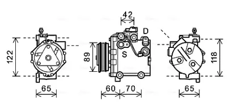 AVA SUZUKI Компресор кондиціонера SWIFT III 1.3 05-, SX4 1.5, 1.6 06- AVA QUALITY COOLING SZAK125