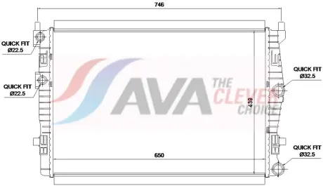 Радіатор, Система охолодження двигуна AVA QUALITY COOLING VN2461