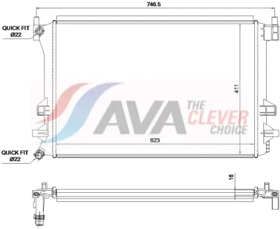 Радіатор, Система охолодження двигуна AVA QUALITY COOLING VN2463