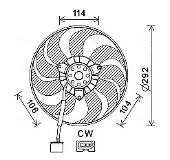AVA VW Вентилятор радіатора Bora, Golf 98- Skoda Octavia 1.4/1.6 96- AVA QUALITY COOLING VN7539