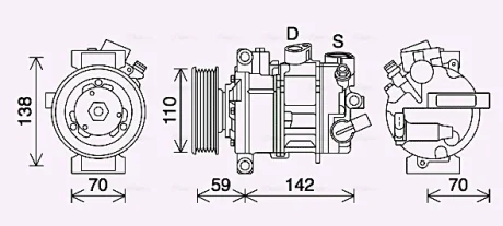Компресор кондиціонера Audi A1, A3, A4, Q3/Seat Leon, Ibiza/Skoda Fabia, Octavia/VW Caddy, Passat, Golf, Jetta AVA AVA QUALITY COOLING VNAK401