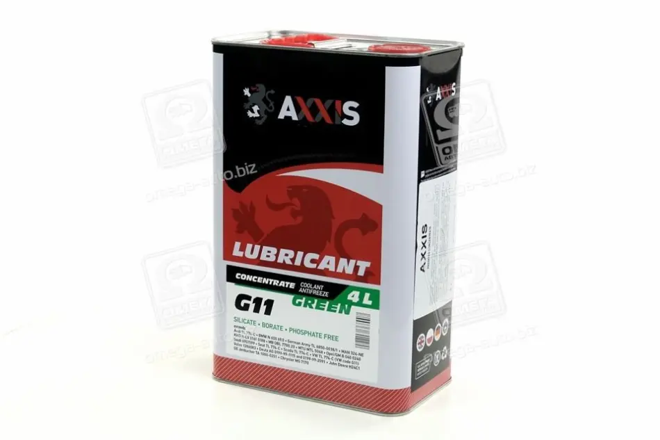 Антифриз GREEN концентрат G11 (-80C) зелений (Каністра 4л) AXXIS AX2091 (фото 1)