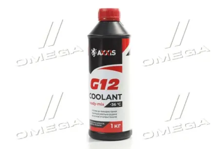 Антифриз RED G12 Сoolant Ready-Mix -36C (червоний) (Каністра 1кг) AXXIS AXP999G12RRDM1