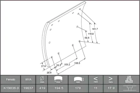 Комплект тормозных башмаков, барабанные тормоза BERAL 1903618600015606