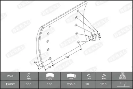 Комплект тормозных башмаков, барабанные тормоза BERAL 1989218000015416