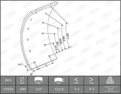 Гальмівні накладки задн (300x122. базовий) MERCEDES T2-LN1 04.86-12.94 BERAL KBL1735101561