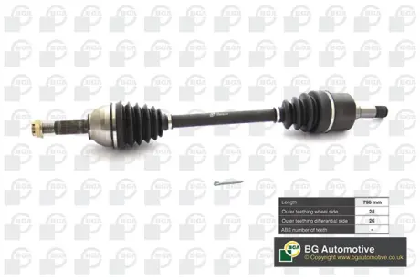 Піввісь Ford Transit 2.0TDCi 00-06 (5-ступенева КП) (797 мм) Л. BGA DS2353L