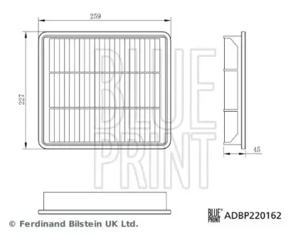 Фільтр повітряний BLUE PRINT ADBP220162