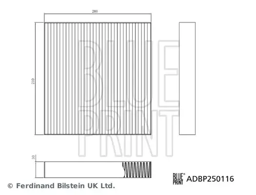 Фільтр салону BYD ATTO 2, DOLPHIN, YUAN PLUS Electric 08.21- BLUE PRINT ADBP250116 (фото 1)