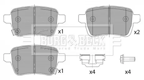 Комплект тормозных колодок, дисковый тормоз BORG & BECK BBP2460