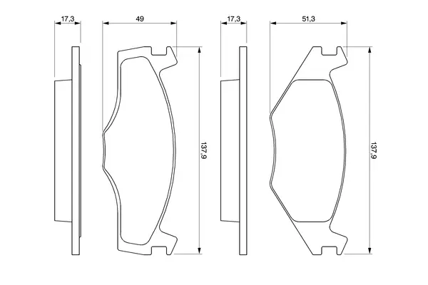 Комплект тормозных колодок, дисковый тормоз BOSCH 0986461106 (фото 1)