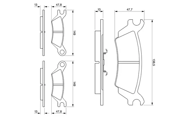 Комплект тормозных колодок, дисковый тормоз BOSCH 0986468990 (фото 1)
