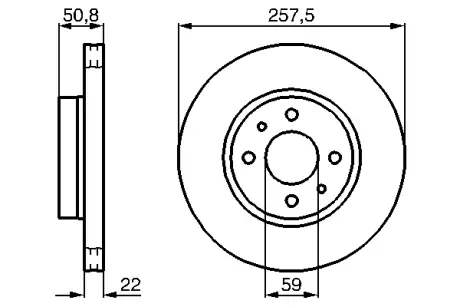 Диск гальмівний передн Лів/Прав ALFA ROMEO 164 FIAT CROMA LANCIA THEMA 1.9D-2.8 12.85-09.98 BOSCH 0986478512