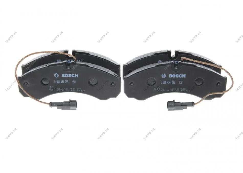 Комплект тормозных колодок, дисковый тормоз BOSCH 0986494239 (фото 1)