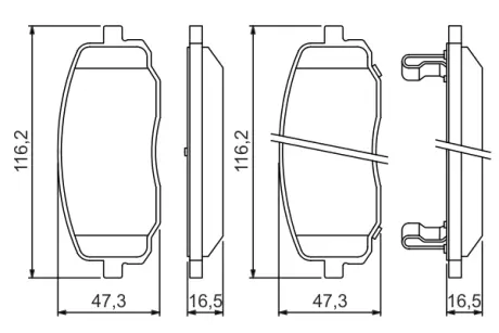 Комплект тормозных колодок, дисковый тормоз BOSCH 0986494491
