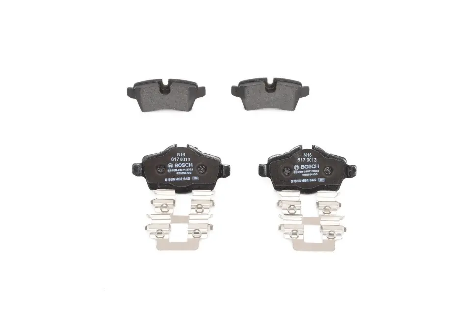 Комплект гальмівних колодок задн, MINI (R56), (R57), (R58), (R59), CLUBMAN (R55), CLUBVAN (R55) 1.4-2.0D 09.06-06.15 BOSCH 0986494645 (фото 1)