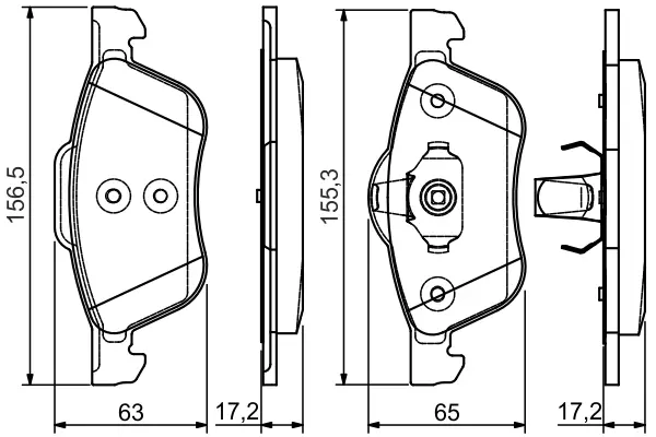 Комплект тормозных колодок, дисковый тормоз BOSCH 0986495118 (фото 1)