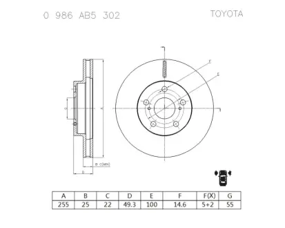 Тормозной диск BOSCH 0986AB5302