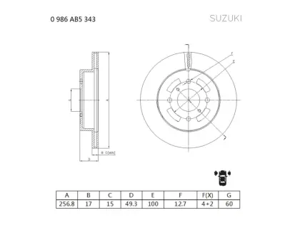 Тормозной диск BOSCH 0986AB5343