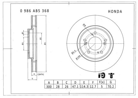 Тормозной диск BOSCH 0986AB5368