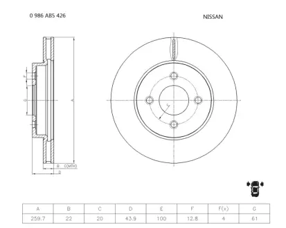 Тормозной диск BOSCH 0986AB5426