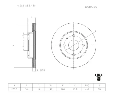 Тормозной диск BOSCH 0986AB5430