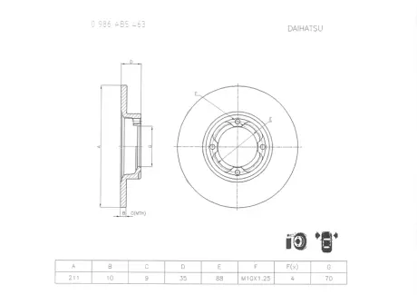 Тормозной диск BOSCH 0986AB5463
