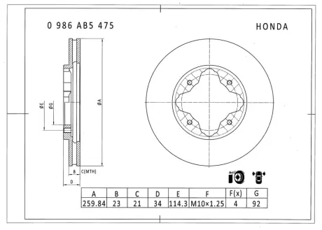 Тормозной диск BOSCH 0986AB5475