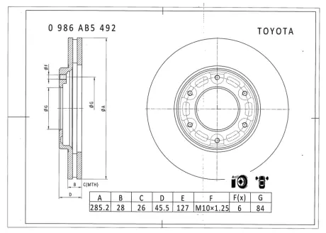 Тормозной диск BOSCH 0986AB5492