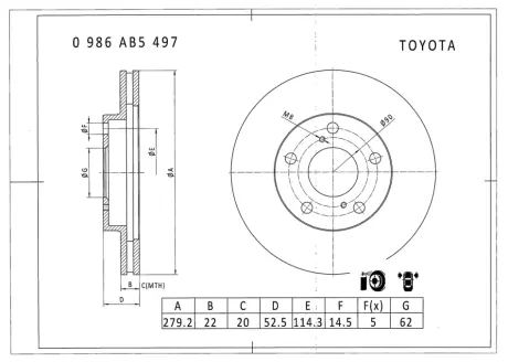 Тормозной диск BOSCH 0986AB5497