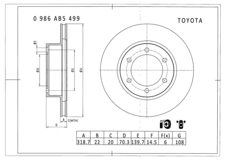 Тормозной диск BOSCH 0986AB5499