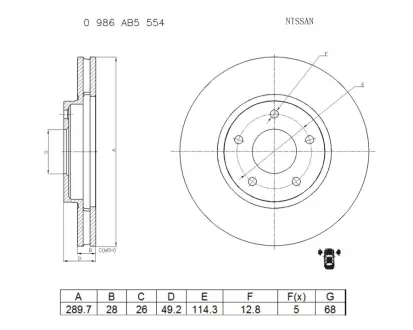 Тормозной диск BOSCH 0986AB5554